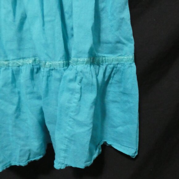 RAFAELLA | size 12 | Teal Bohemian Skirt | 100% Cotton | Zip-Up / Hook Eye Close - Picture 15 of 16